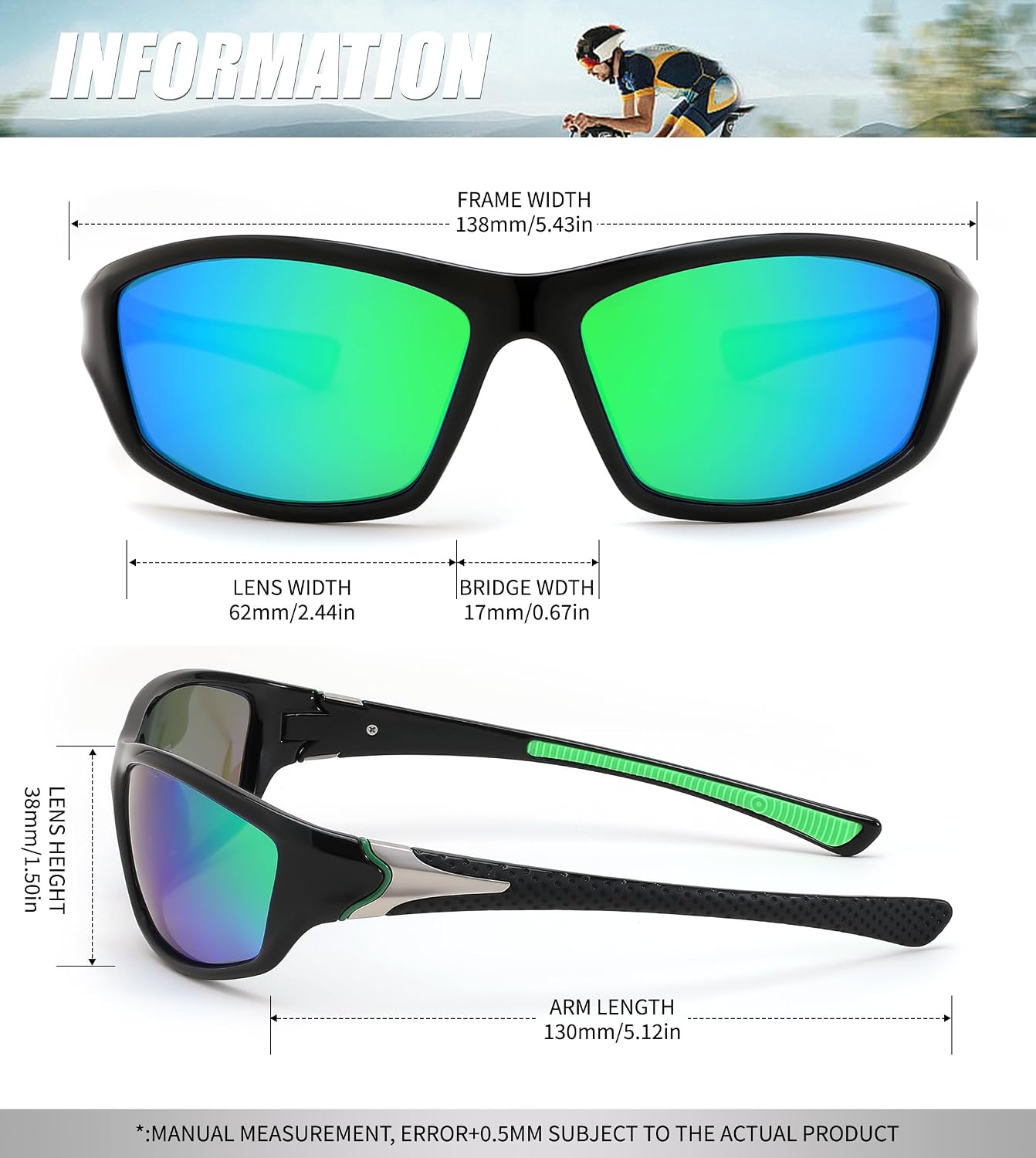 商品图片 15 | B09CT4VMCM | FEISEDY Classic Men Polarized Sports Sunglasses Night Driving Yellow Lenses Cycling Fishing Driving Glasses B2674