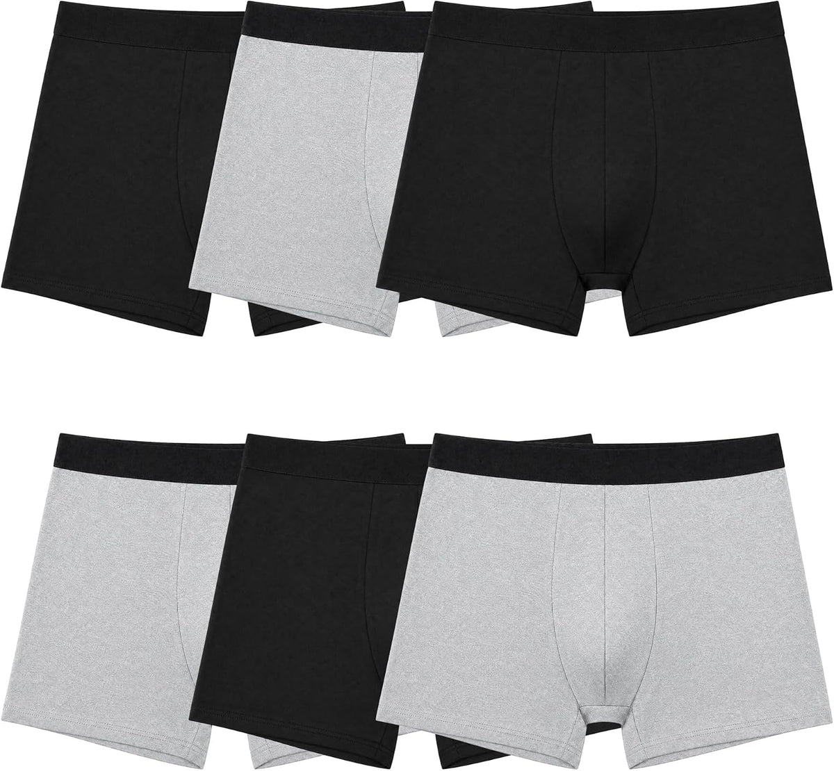 Medium / 3 Black + 3 Grey / 6 | B0GVD8RN7Q | Men's Underwear Boxers, Anti-Chafing Long Leg Boxer Briefs, Ice Silk Breathable Stretch Fabric Underpants for Men 6-Pack