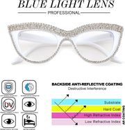 ÉÌƷͼƬ 41 | B0BLH5NHK8 | FEISEDY Diamond Blue Light Blocking Glasses Cat Eye Rhinestone Women Oversized Anti Eyestrain Computer Glasses Frame B2358