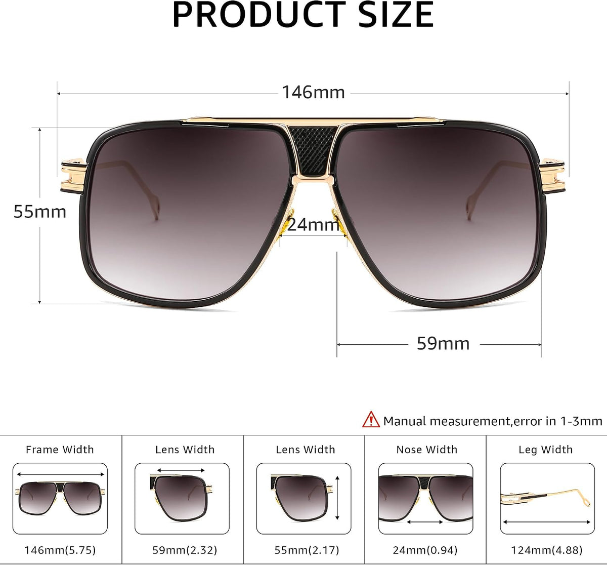ÉÌƷͼƬ 11 | B0FLQ31HK3 | FEISEDY Sunglasses Mens Oversized Retro Metal Steampunk Shades Sunnies Fishing Driving B0272