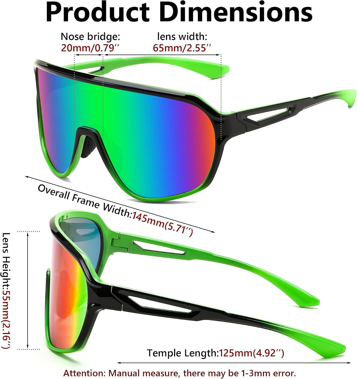 ÉÌƷͼƬ 25 | B0D5D4T92Q | FEISEDY Sports Sunglasses for Men and Women,Oversized One Piece Reflective Lens Cycling Sunglasses B0178