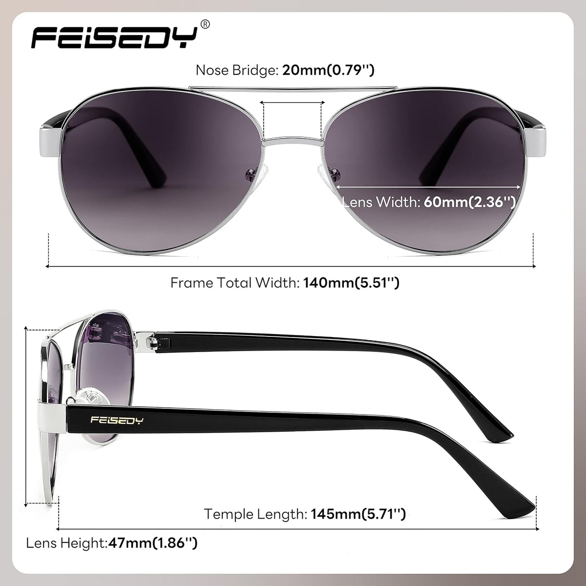ÉÌƷͼƬ 20 | B0BXXC6Y74 | FEISEDY Classic Aviator Sunglasses for Women Pilot Polarized Sunglasses Men UV400 Protection for Driving Fishing Golf B4109