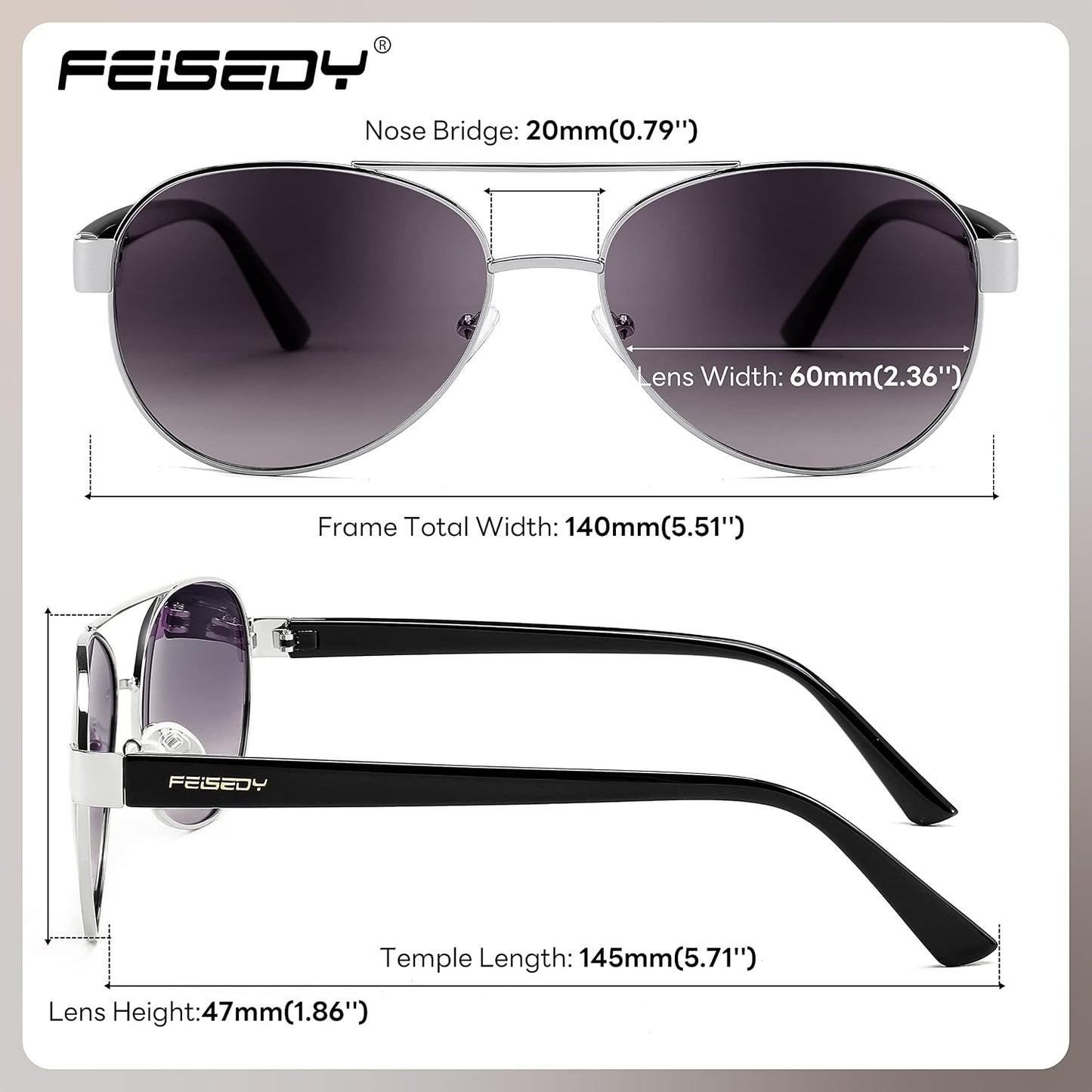 商品图片 20 | B0BXXC6Y74 | FEISEDY Classic Aviator Sunglasses for Women Pilot Polarized Sunglasses Men UV400 Protection for Driving Fishing Golf B4109