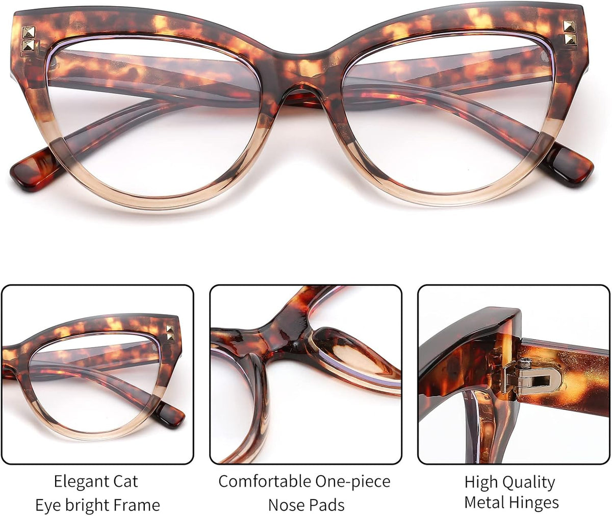 ÉÌƷͼƬ 12 | B0BB2D64DV | FEISEDY Women Oversized Blue Light Blocking Computer Glasses Fake Nerd Cat Eye Glasses Frame Anti Eyestrain B2323