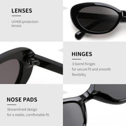 ÉÌƷͼƬ 4 | B0H2YQ7P2Y | FEISEDY Women Vintage Oval Cat Eye Sunglasses, Retro Narrow Shades B0459