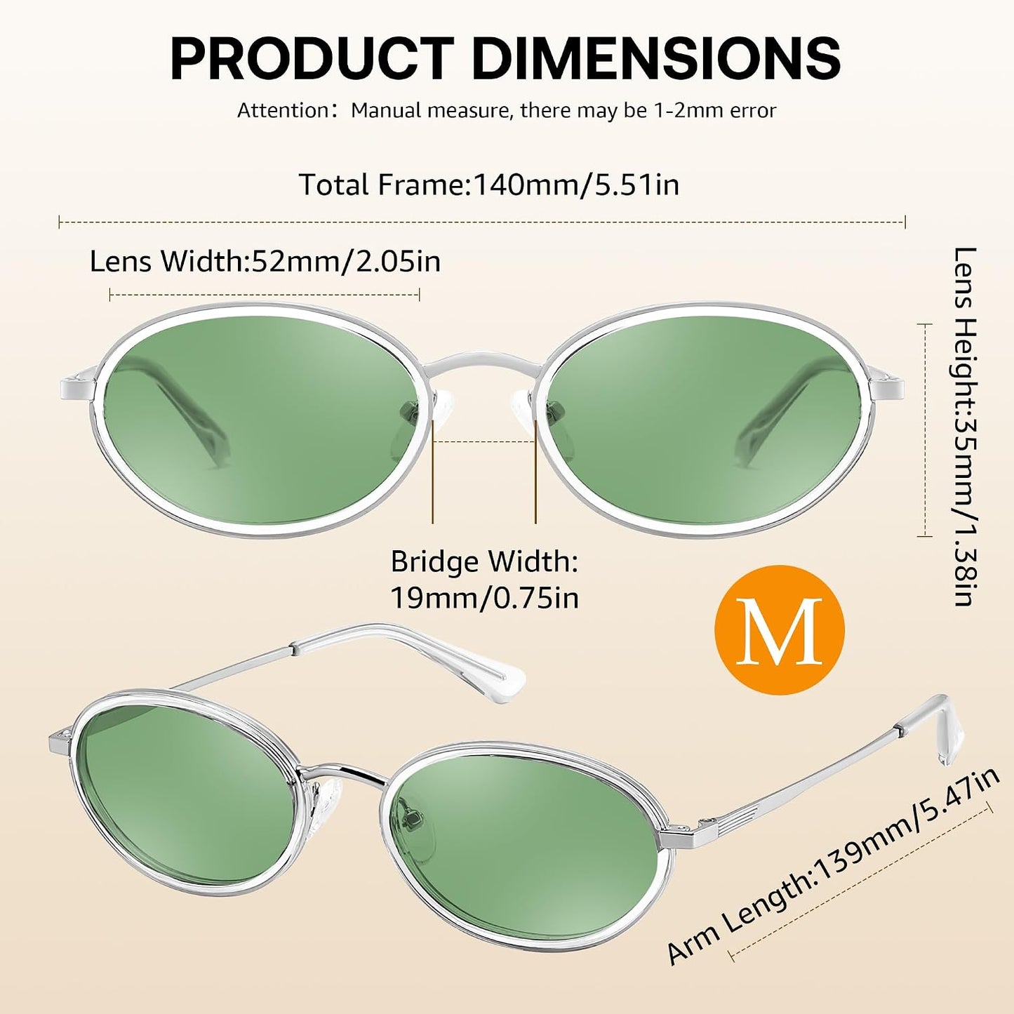 商品图片 12 | B0GX9GL5XF | FEISEDY Polarized Oval Metal Sunglasses for Women Men Classic Retro B0439