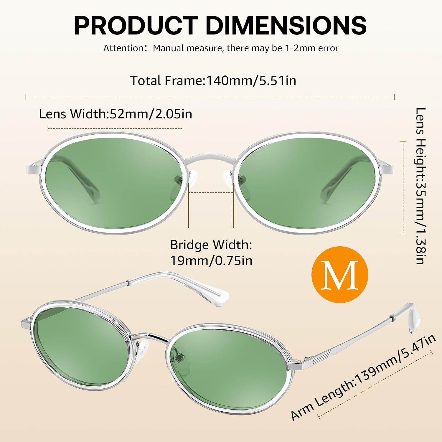 商品图片 12 | B0GX9GL5XF | FEISEDY Polarized Oval Metal Sunglasses for Women Men Classic Retro B0439