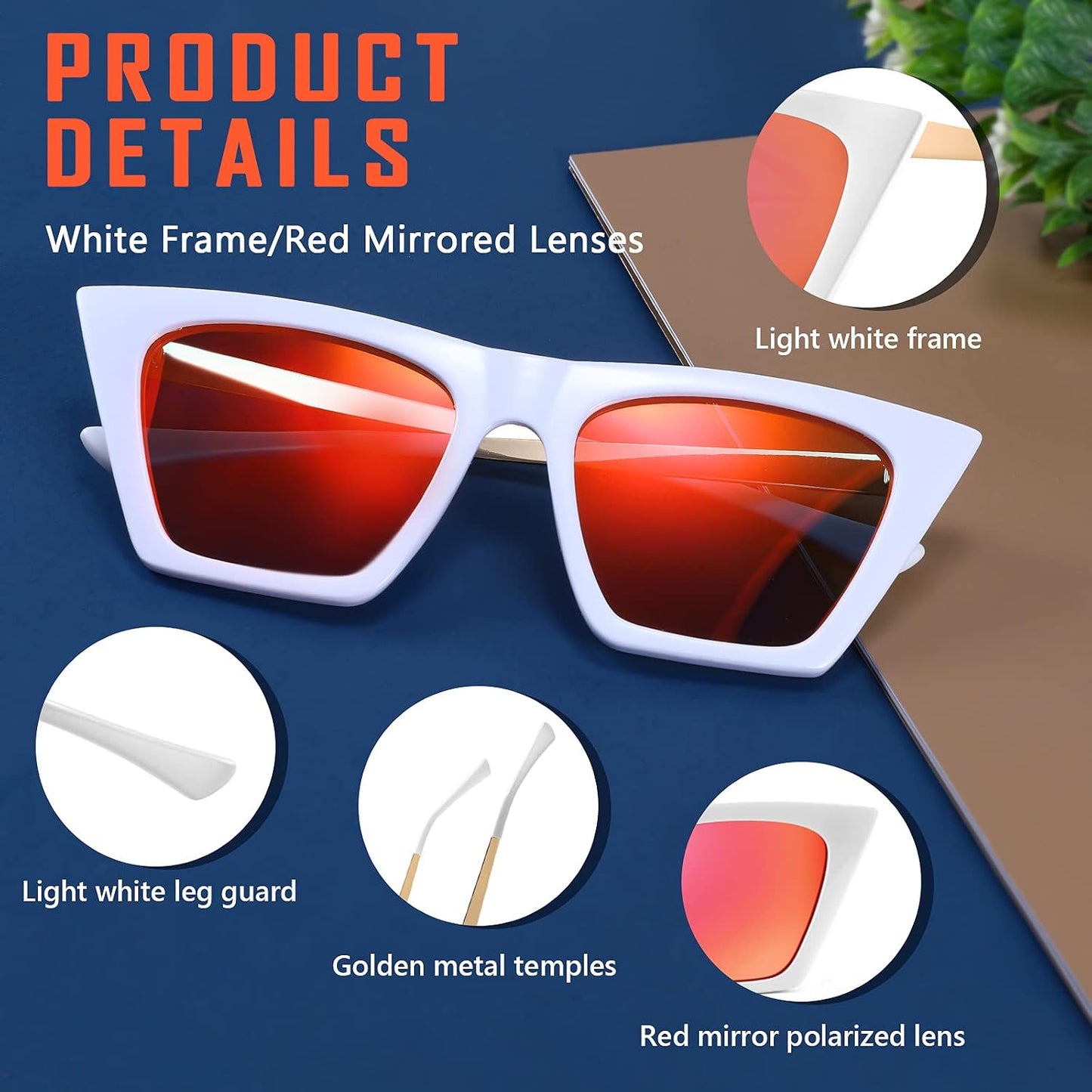 商品图片 15 | B08R8QL6DQ | FEISEDY Vintage Polarized Square Cat Eye Sunglasses Women Trendy Fashion Cateye Polarized Sunglasses B2692