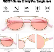ÉÌƷͼƬ 12 | B0DRYKH1MV | FEISEDY Classic Trendy Oval Sunglasses Women Men Cute Small Shade Metal Frame Sunnies B0264