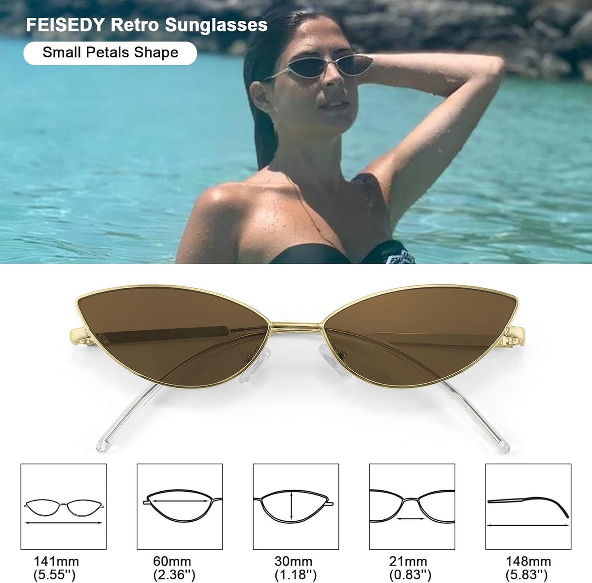 ÉÌƷͼƬ 5 | B0CNZ29R9R | FEISEDY Y2K Sunglasses for women Men Fashion Cateye Designer B2298