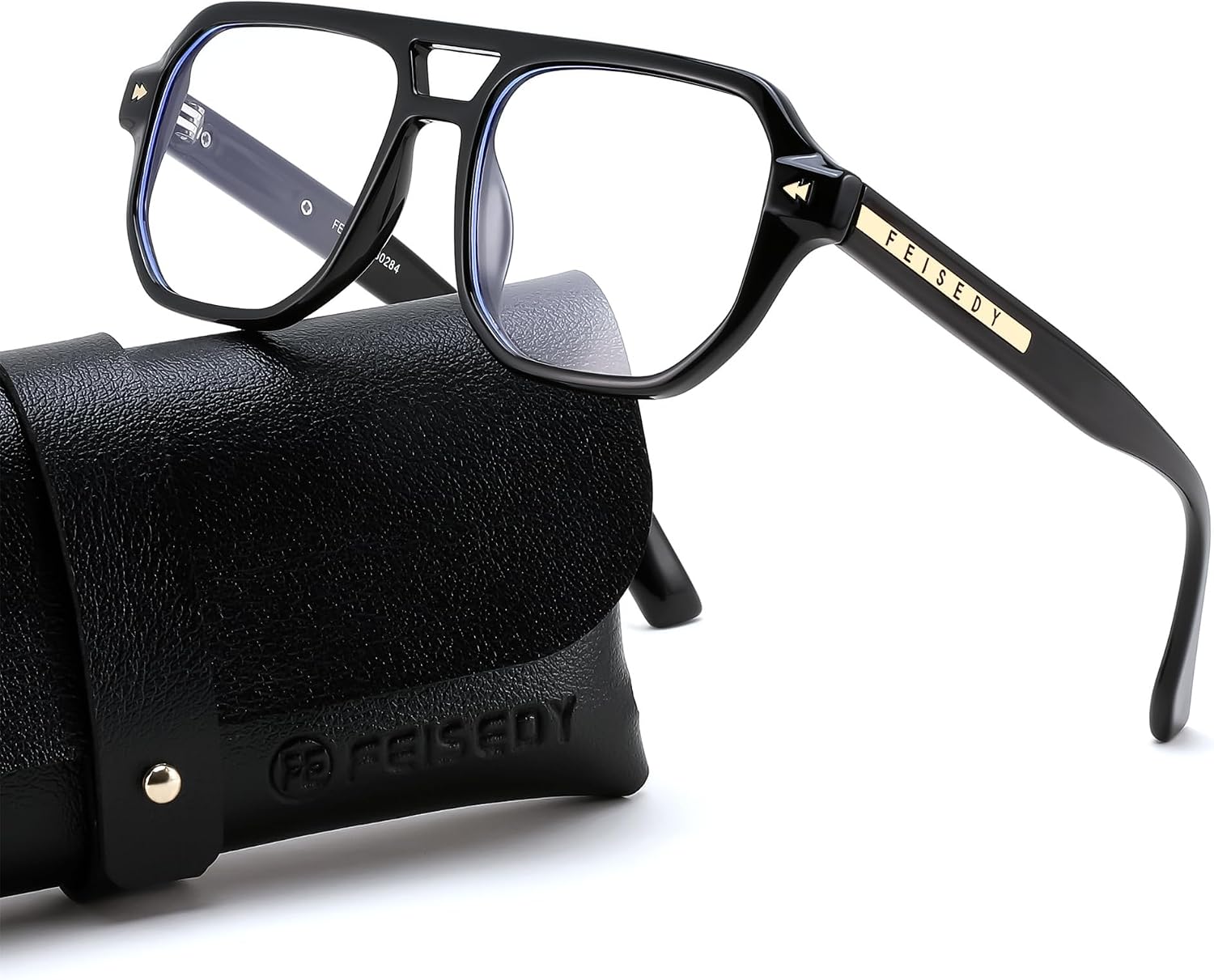 Black / 49 Millimeters | B0FHKG7YG5 | FEISEDY Aviator Blue Light Glasses for Men Women, Retro 70s Style Design TR90 Anti Glare Digital Eyestrain & Daily Wear B0284