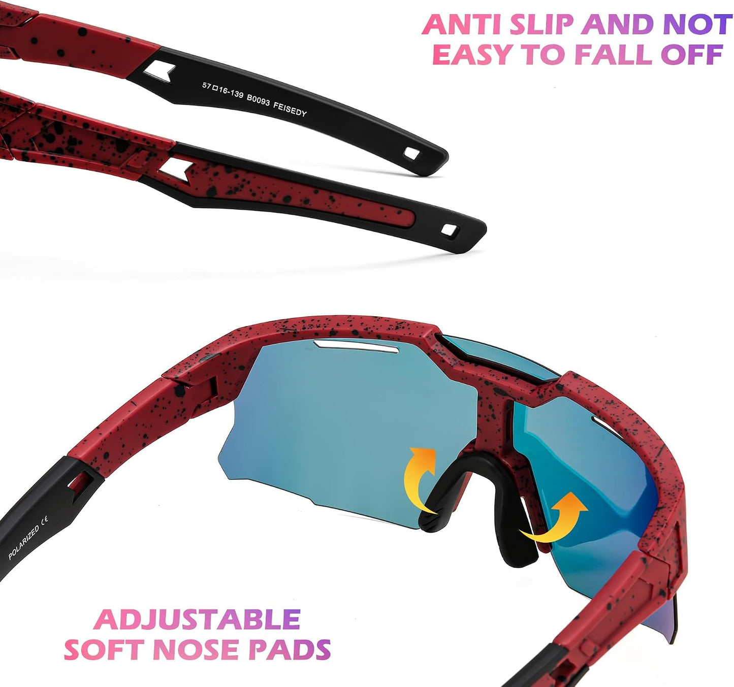 商品图片 33 | B0D78P6WRV | FEISEDY Kids Teens Baseball Polarized Sunglasses Sports Cycling Glasses for Youth Boys Girls Age 8-16 B0157