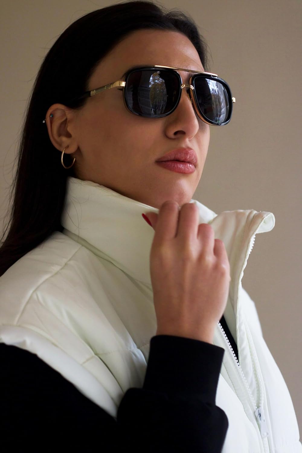 ÉÌƷͼƬ 40 | B0B681YMF5 | FEISEDY Retro Trendy Aviator Sunglasses Women Men Classic Vintage Square Sunglasses 70s Large Metal Shades B2321