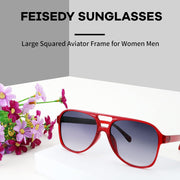 ÉÌƷͼƬ 97 | B0CB543WBD | FEISEDY Vintage Retro 70s Plastic Aviator Sunglasses Women Men Classic Large Squared Frame B2751