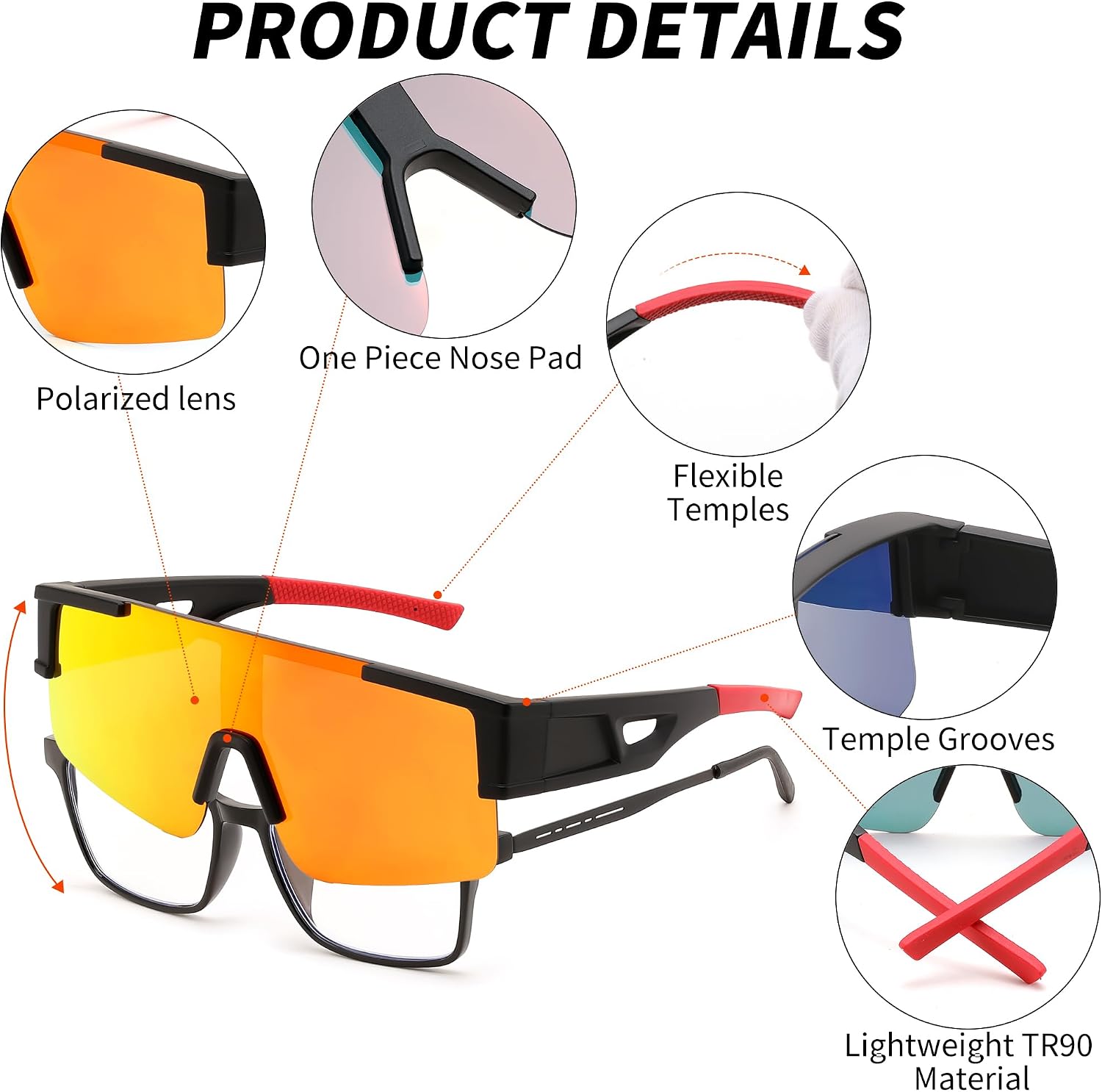 商品图片 16 | B0GGMHCCXG | FEISEDY Polarized Fit Over Glasses Sunglasses for Men Women, Sports Wrap Around for Driving Cycling Fishing B0382