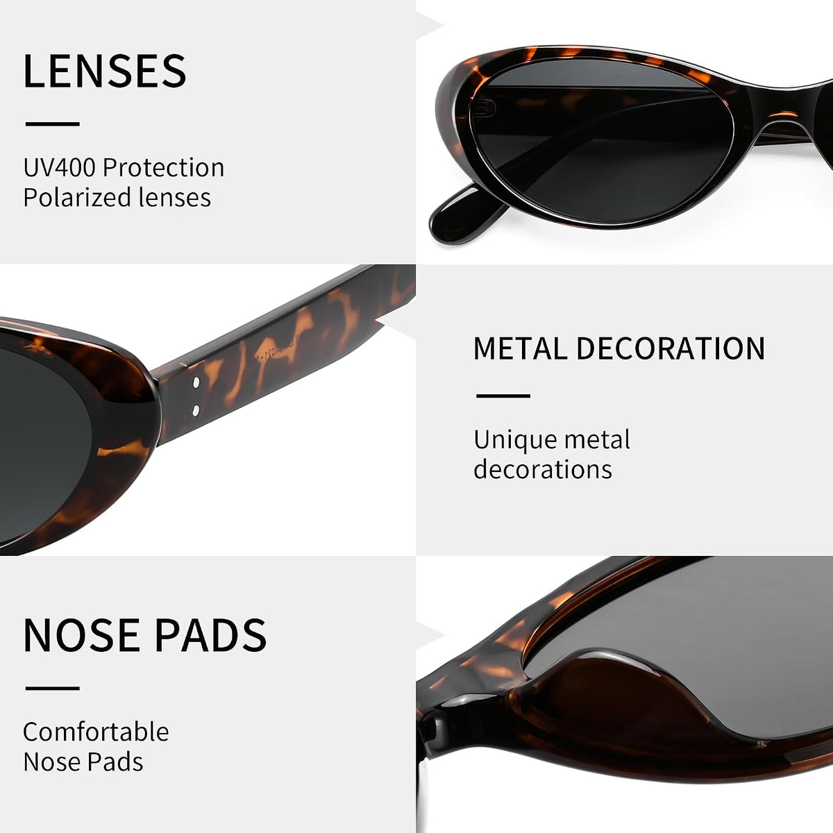 ÉÌƷͼƬ 11 | B0H6WC71MZ | FEISEDY Retro Oval Polarized Sunglasses for Women Cat Eye TR90 Shades B0460