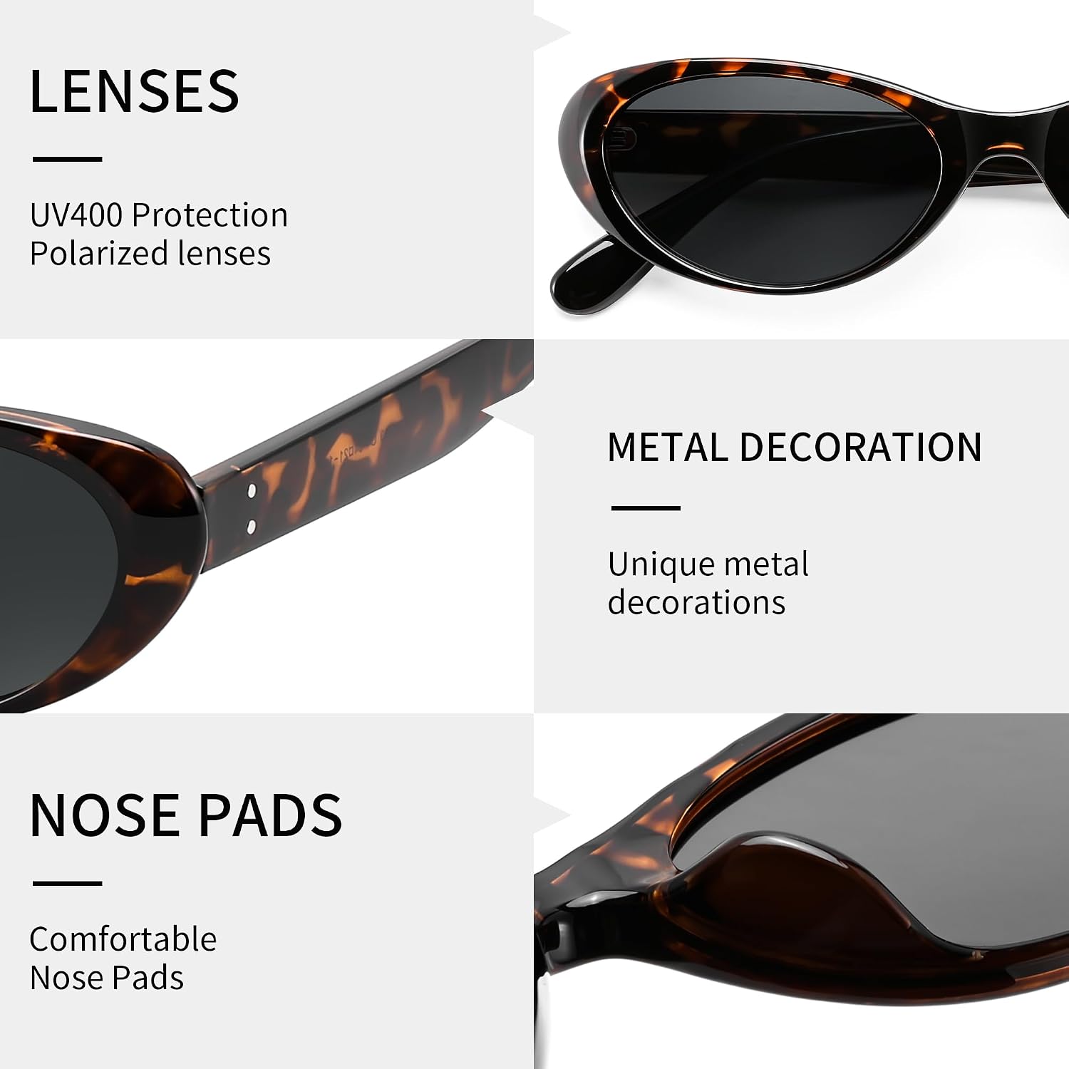 商品图片 11 | B0H6WC71MZ | FEISEDY Retro Oval Polarized Sunglasses for Women Cat Eye TR90 Shades B0460