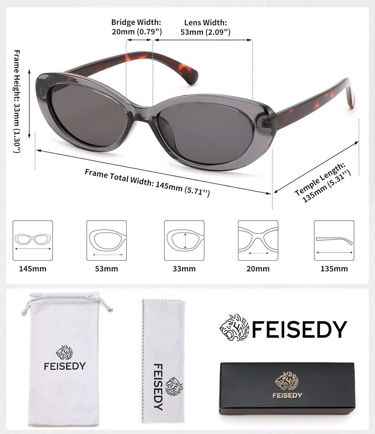 ÉÌƷͼƬ 12 | B0H2YQ7P2Y | FEISEDY Women Vintage Oval Cat Eye Sunglasses, Retro Narrow Shades B0459