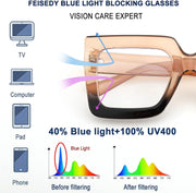 商品图片 4 | B0BZRTPH3F | FEISEDY Fashion Oversized Blue Light Glasses for Women Anti Fatigue Thick Square Computer Eyewear B2381