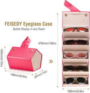 ÉÌƷͼƬ 18 | B0CSFHKMSS | FEISEDY Sunglasses Organizer 5 Slots Travel Glasses Case,Hanging Eyewear Holder Fashionable PU Leather Eyeglass Case B0087