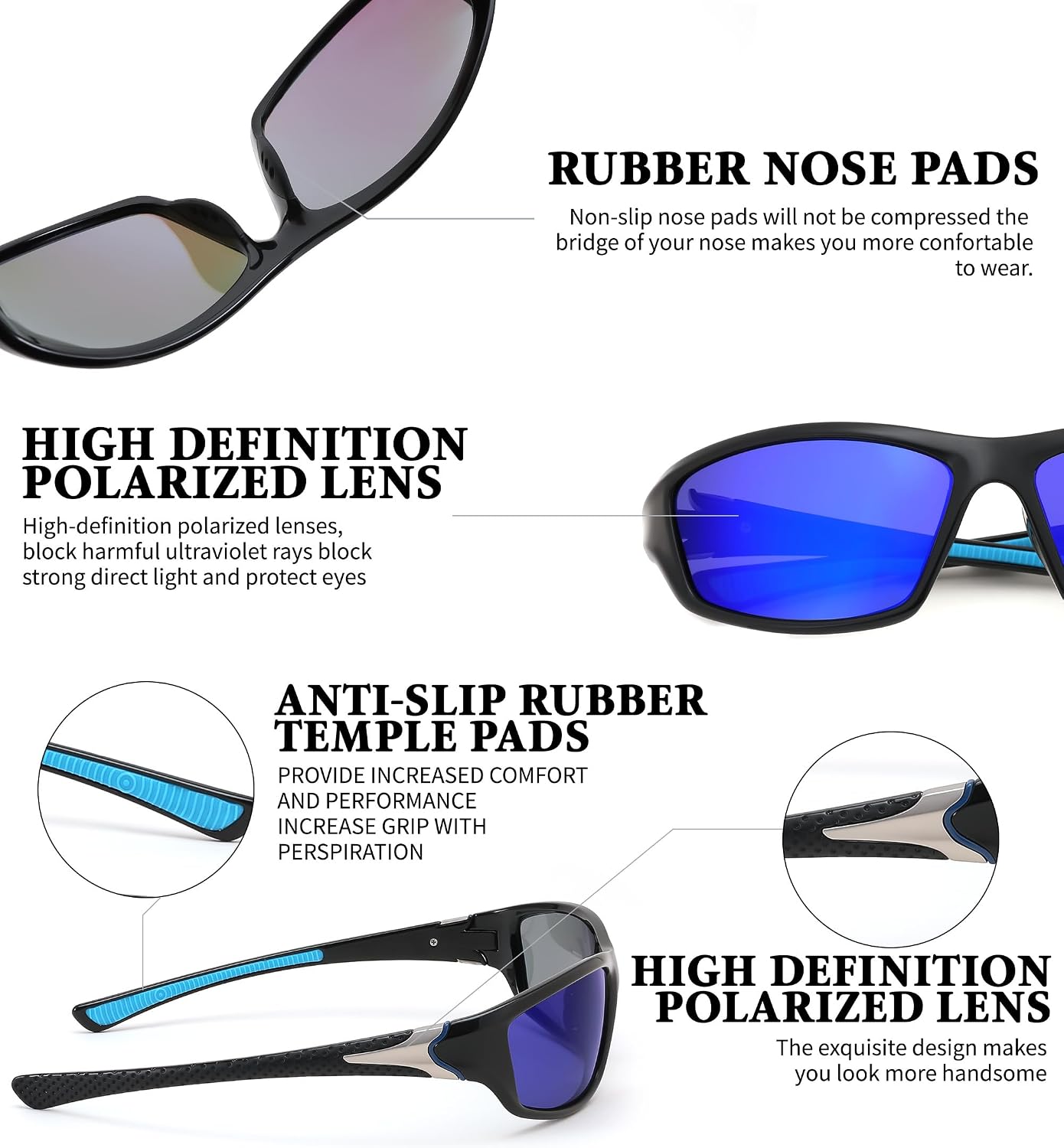 商品图片 28 | B09CT4VMCM | FEISEDY Classic Men Polarized Sports Sunglasses Night Driving Yellow Lenses Cycling Fishing Driving Glasses B2674