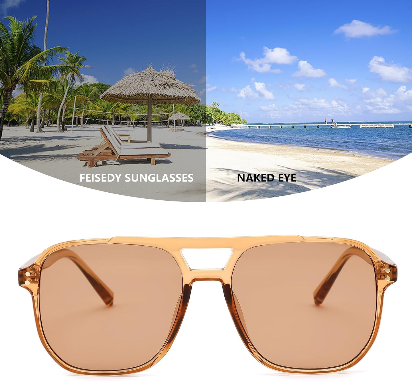 商品图片 73 | B09J8999GR | FEISEDY Retro Square Aviator Sunglasses Women Men 70s Vintage Trendy Plastic Frame Sun Glasses B2835