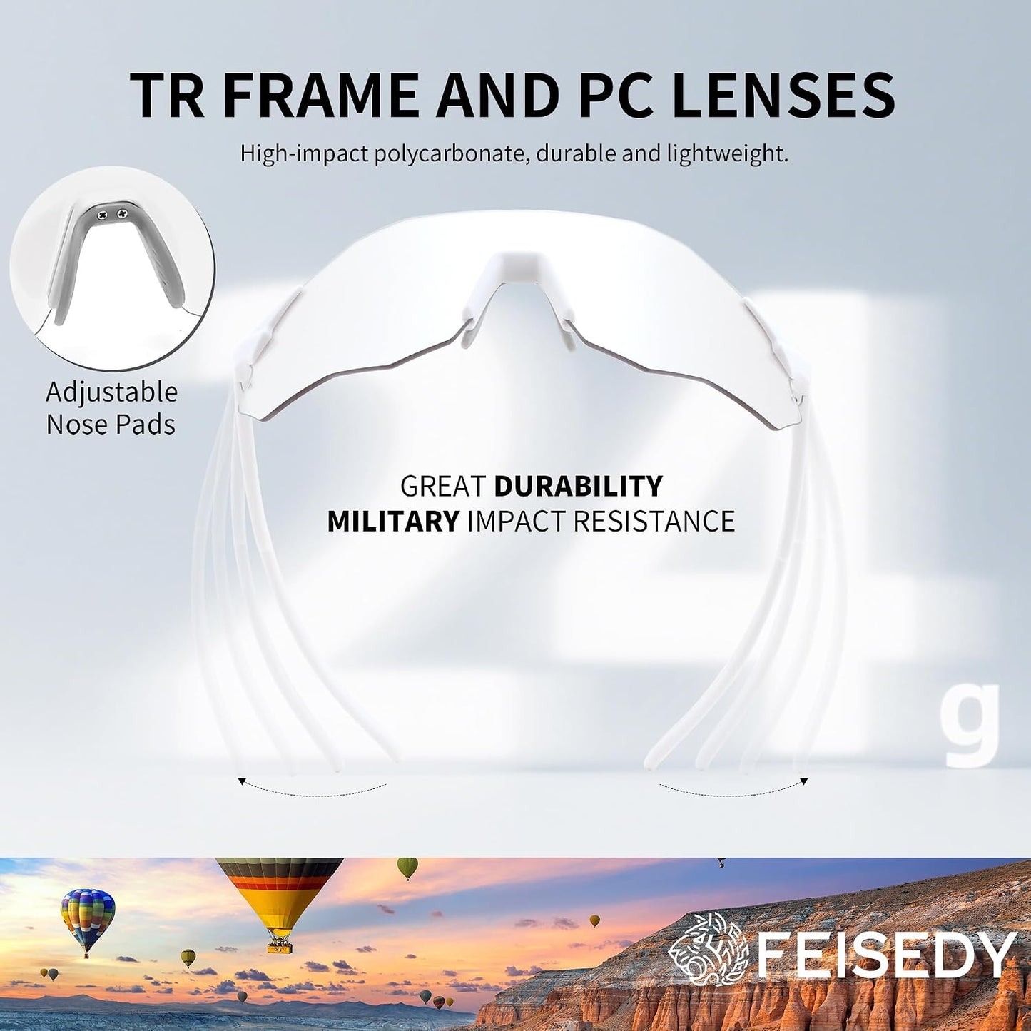 商品图片 29 | B0FHNVLT2X | FEISEDY Photochromic Cycling Glasses for Men Women Mountain Bike Sports Sunglasses UV Protection B0310