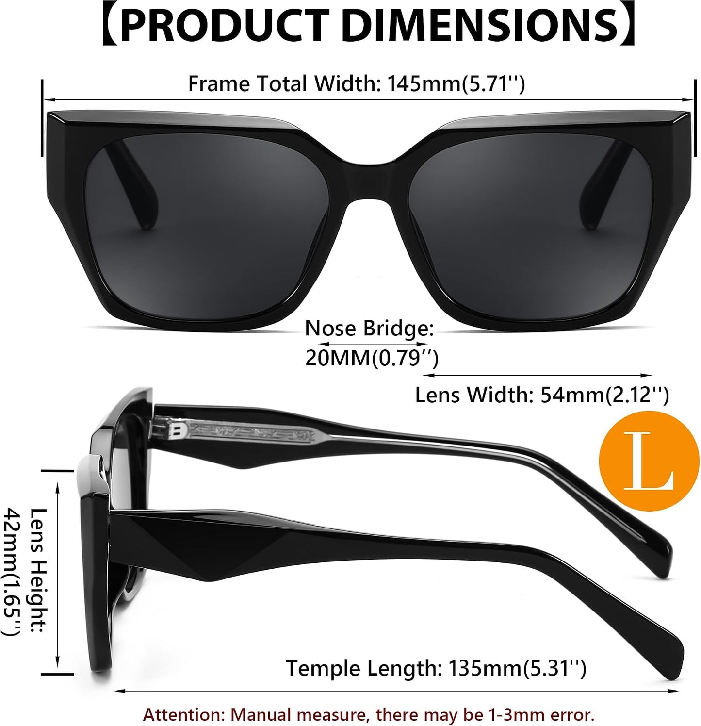 商品图片 18 | B0CWH35L5W | FEISEDY Square Fashion Sunglasses for Men Women Trendy Chunky Rectangle Sun Glasses Designer Style Shades B0107