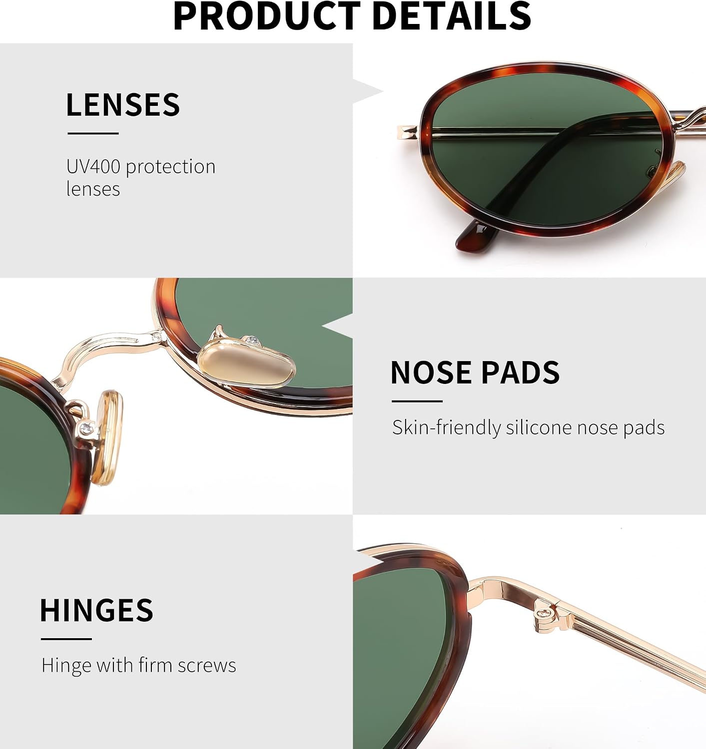 商品图片 19 | B0H2XM1HNJ | FEISEDY 90s Retro Oval Cat Eye Sunglasses UV400 Small Face B0450