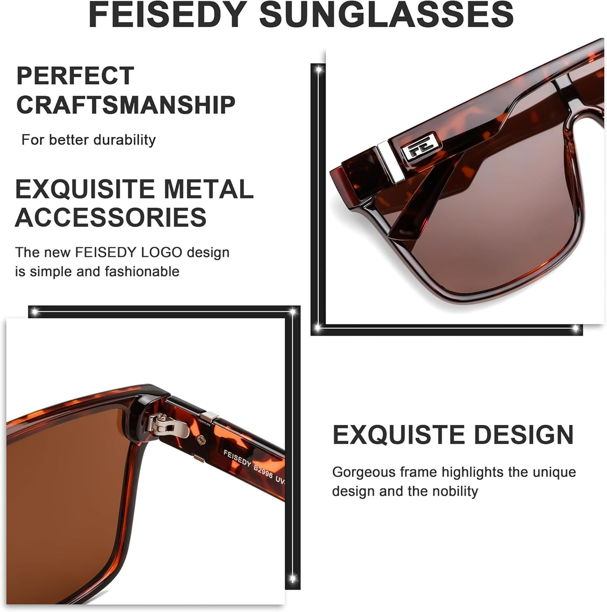 ÉÌƷͼƬ 27 | B0B2836HD6 | FEISEDY Sunglasses for Women Men, Fashion Mirrored Single Lens Shades