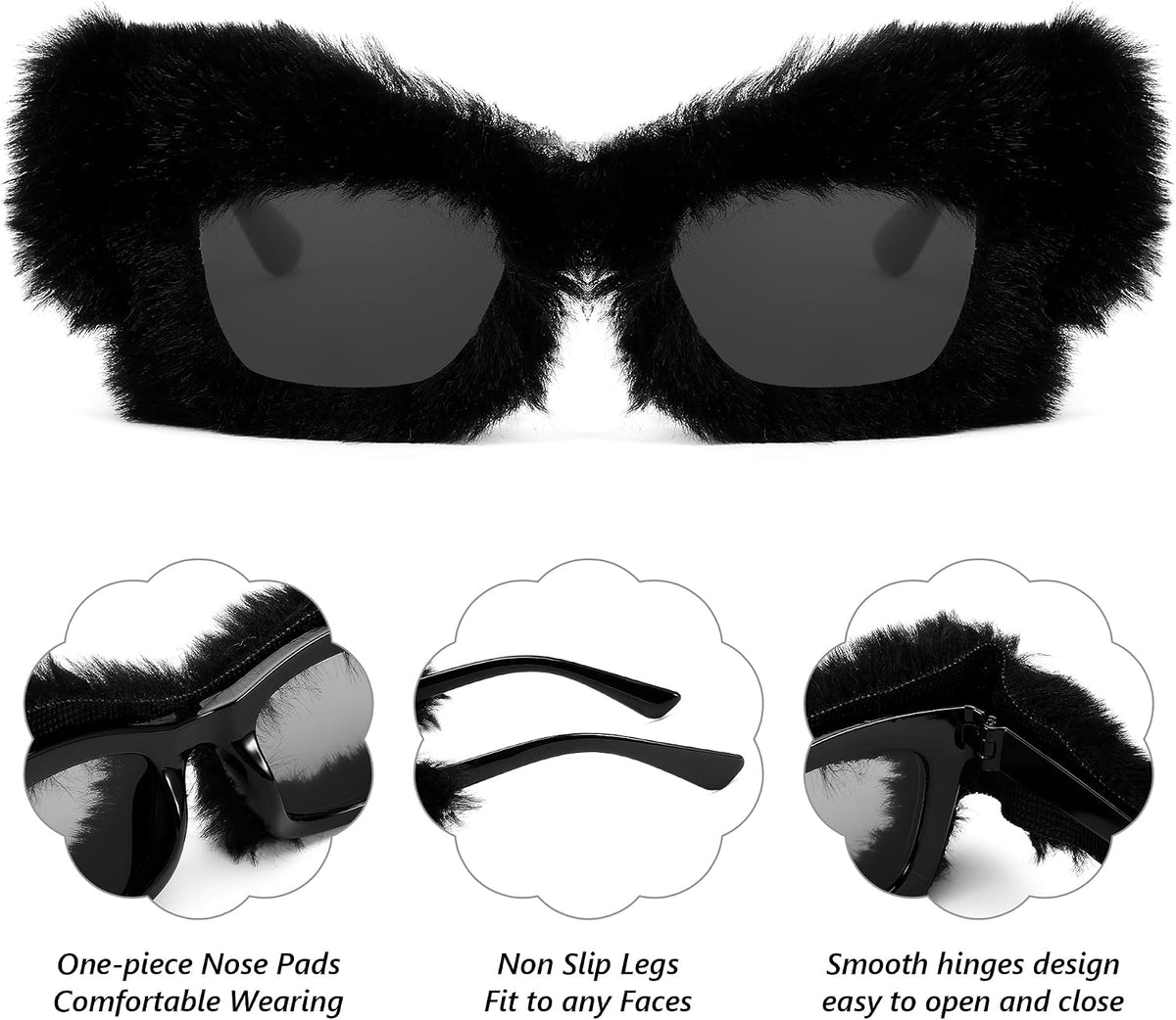 ÉÌƷͼƬ 14 | B09PN9V5N6 | FEISEDY Sunglasses Women Plush Fuzzy Soft Velvet Party Masquerade B2877