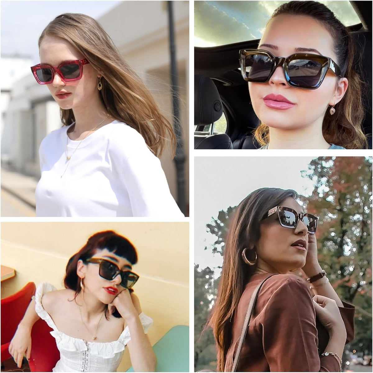 ÉÌƷͼƬ 73 | B07MNGNLNT | FEISEDY Classic Women Sunglasses Fashion Thick Square Sun Glasses B2471