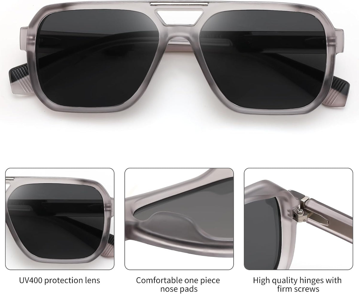 ÉÌƷͼƬ 17 | B0GLG5HZ1L | FEISEDY Retro Square Aviator Sunglasses for Men Women B0390