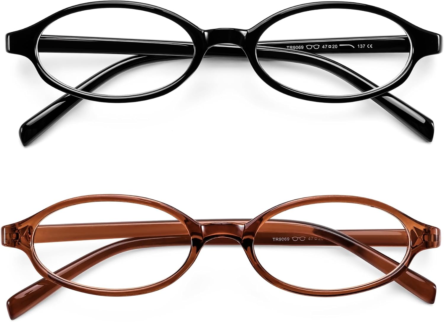 Black and Tea / 47 Millimeters | B0F4CQK2RG | FEISEDY Y2K Retro Oval Nerd Blue Light Glasses for Women B0258