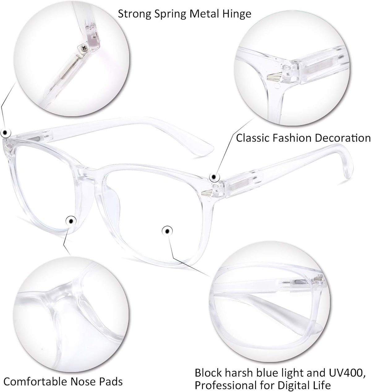 商品图片 6 | B07Z1DRZ89 | FEISEDY Vintage Reading Blue Light Blocking Glasses Women Men Reader Spring Hinge Glasses B2519