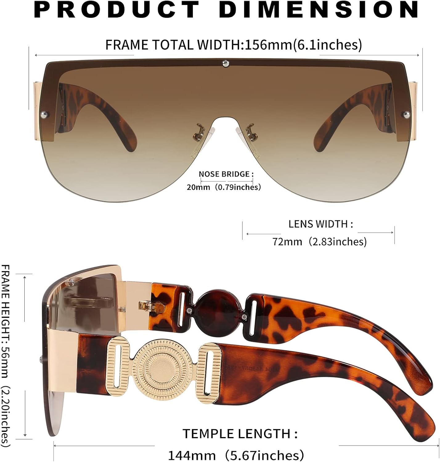 商品图片 12 | B095WNLFX1 | FEISEDY Fashion Oversized Sunglasses Women Trendy Designer One Piece Stylish UV400 Protection B2748