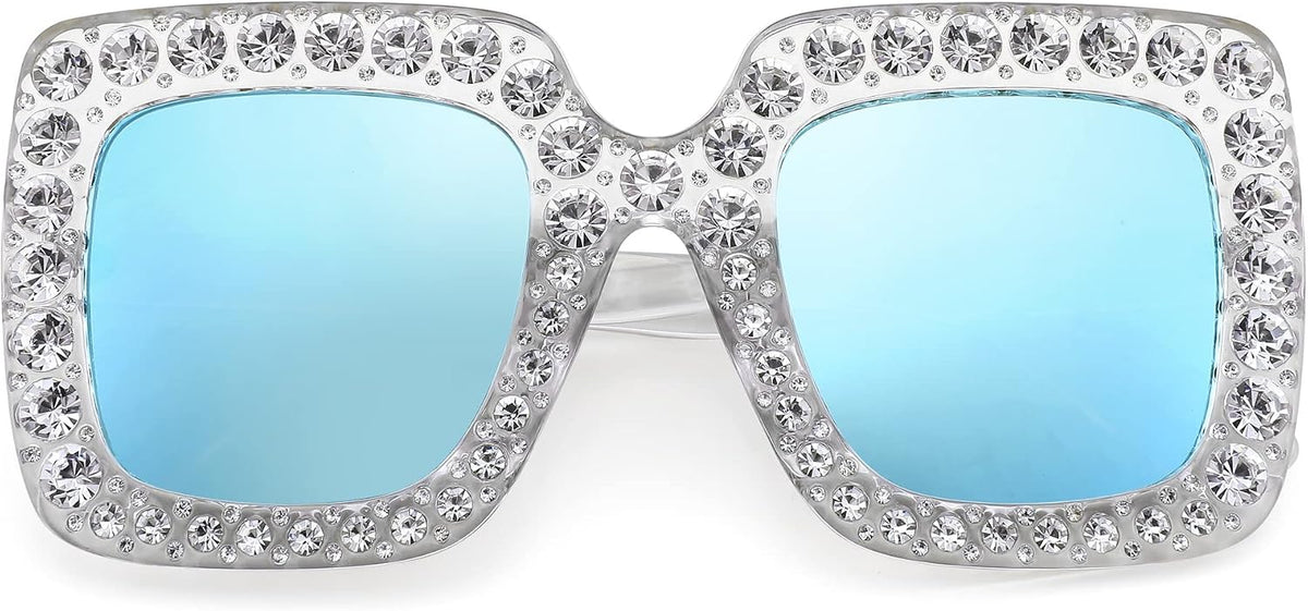 ÉÌƷͼƬ 27 | B077GMJCV8 | FEISEDY Women Sparkling Crystal Sunglasses Oversized Square Thick Frame B2283