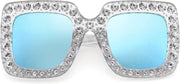ÉÌƷͼƬ 27 | B077GMJCV8 | FEISEDY Women Sparkling Crystal Sunglasses Oversized Square Thick Frame B2283