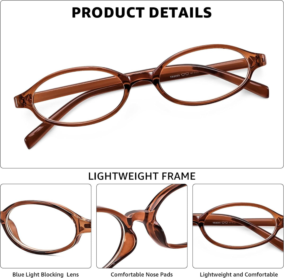 ÉÌƷͼƬ 10 | B0DKNKBFBX | FEISEDY Y2K Retro Oval Nerd Blue Light Glasses for Women B0258