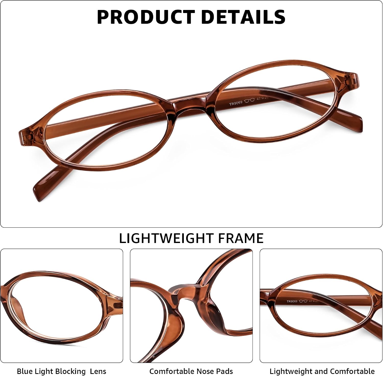商品图片 10 | B0DKNKBFBX | FEISEDY Y2K Retro Oval Nerd Blue Light Glasses for Women B0258