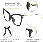 ÉÌƷͼƬ 4 | B07KK3P4KT | FEISEDY Oversized Cat Eye Glasses Frame with Clear Lenses Eyewear for Women B2460