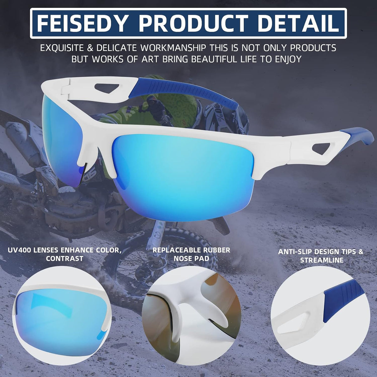 ÉÌƷͼƬ 5 | B09QHKM8H2 | FEISEDY Polarized Sports Sunglasses Driving Cycling Shades For Men Women Baseball Running UV Protection Sunglasses B2878