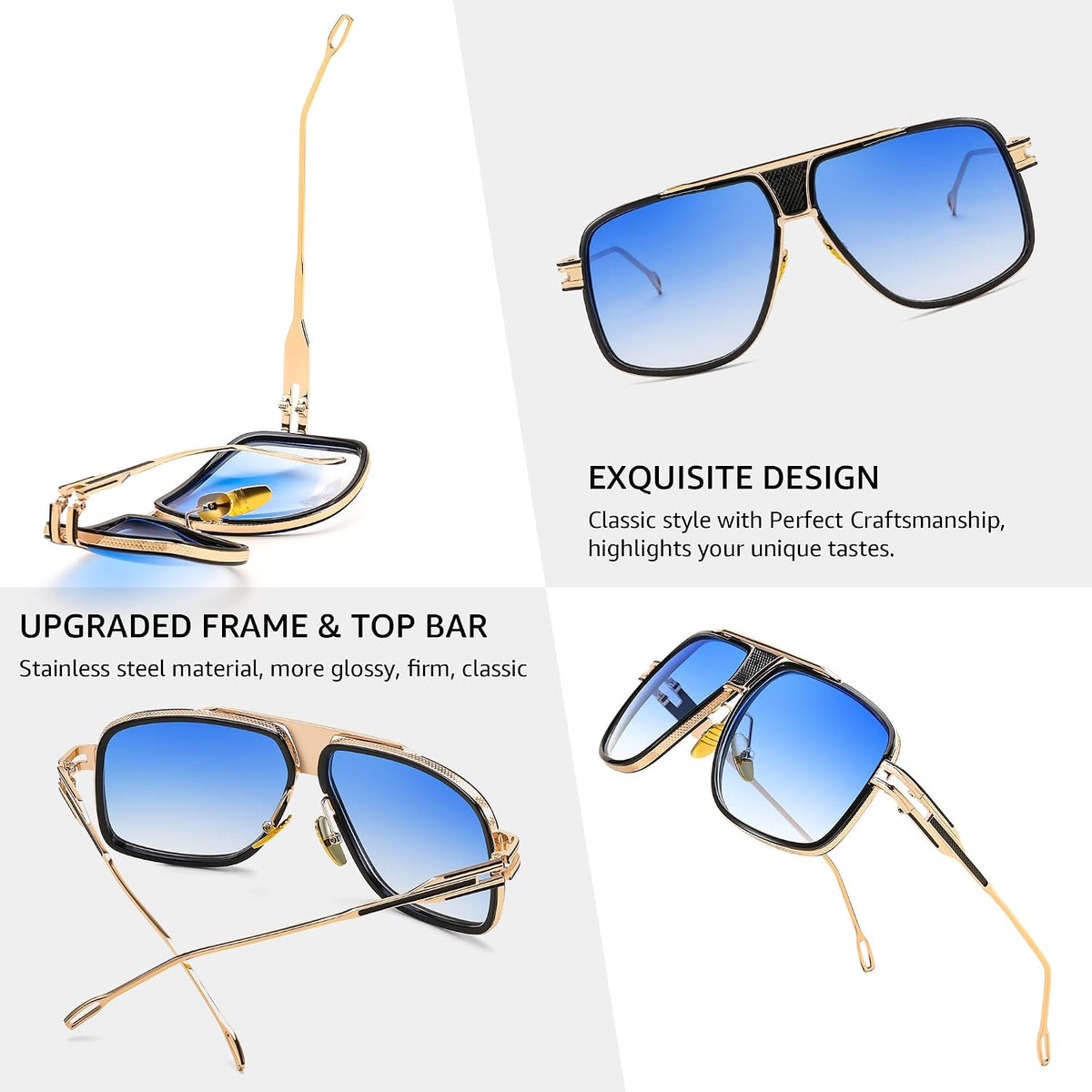 ÉÌƷͼƬ 20 | B0FLQ31HK3 | FEISEDY Sunglasses Mens Oversized Retro Metal Steampunk Shades Sunnies Fishing Driving B0272