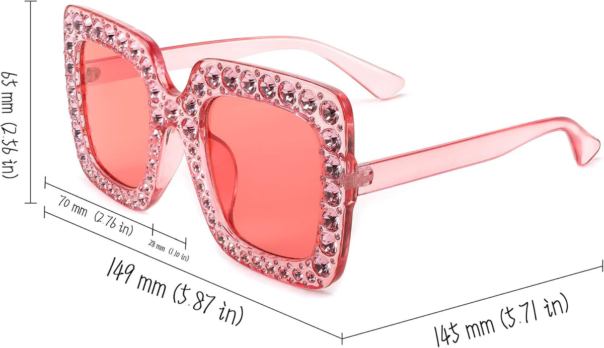 ÉÌƷͼƬ 25 | B077GMJCV8 | FEISEDY Women Sparkling Crystal Sunglasses Oversized Square Thick Frame B2283