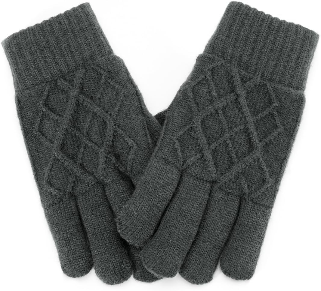 Dark Grey | B0FSSG97CJ | Winter Gloves for Men Women, Double-Layer Fleece Lined Hand Warmers, Touchscreen Thermal Knit Gloves