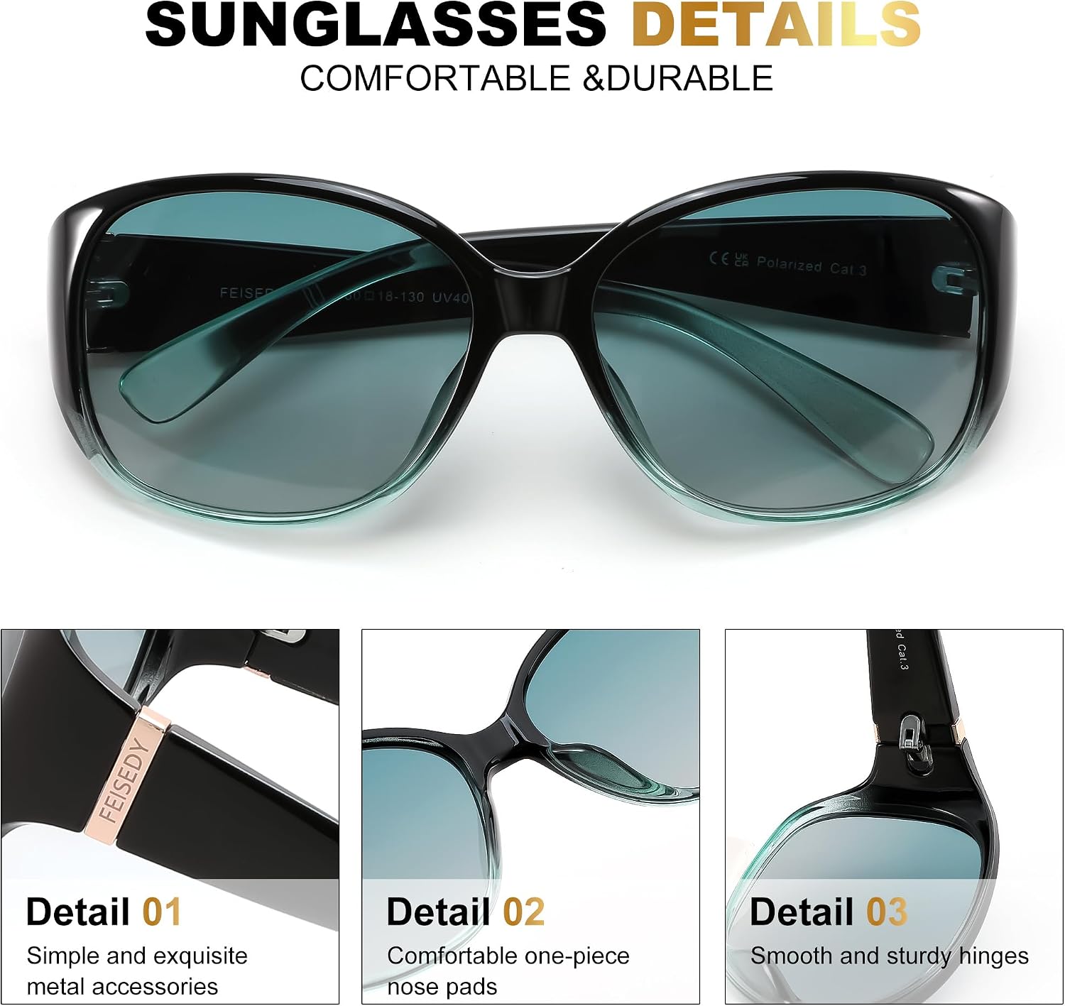 商品图片 39 | B0H4R52F3D | FEISEDY Women's Polarized Sunglasses Wrap Around Vintage Fashion Sunnies UV400 Protection B0394