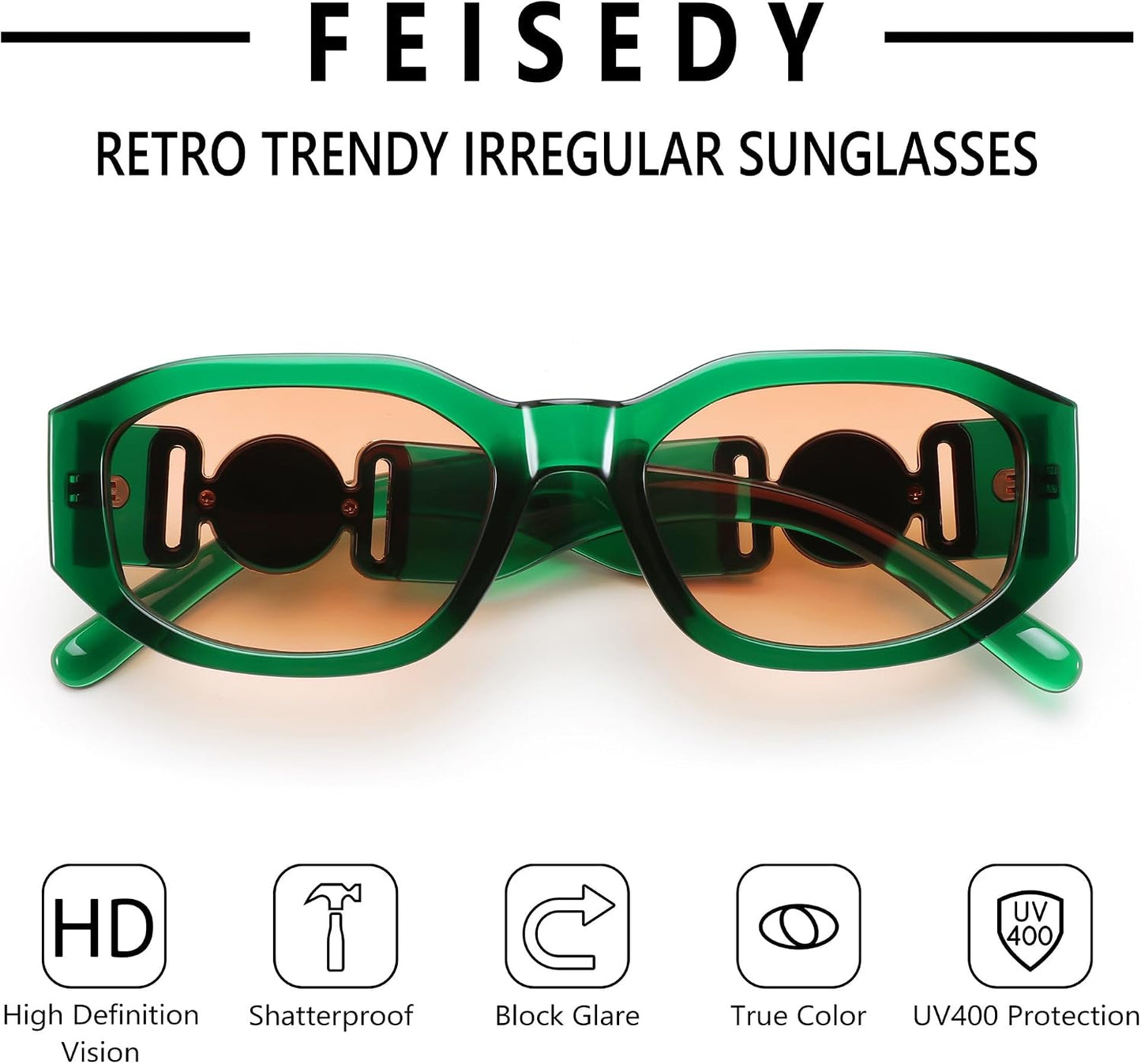 商品图片 63 | B0B5V7T75J | FEISEDY Retro Trendy Rectangle Sunglasses Women Men Narrow Shades B2322