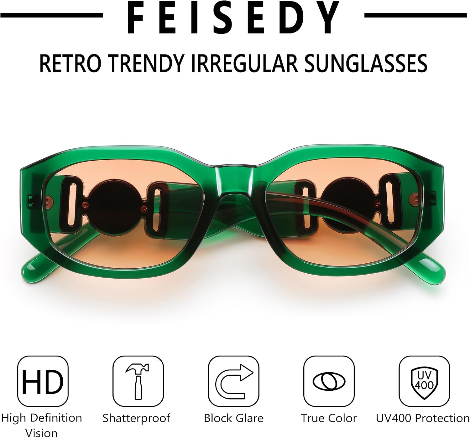 商品图片 63 | B0B5V7T75J | FEISEDY Retro Trendy Rectangle Sunglasses Women Men Narrow Shades B2322