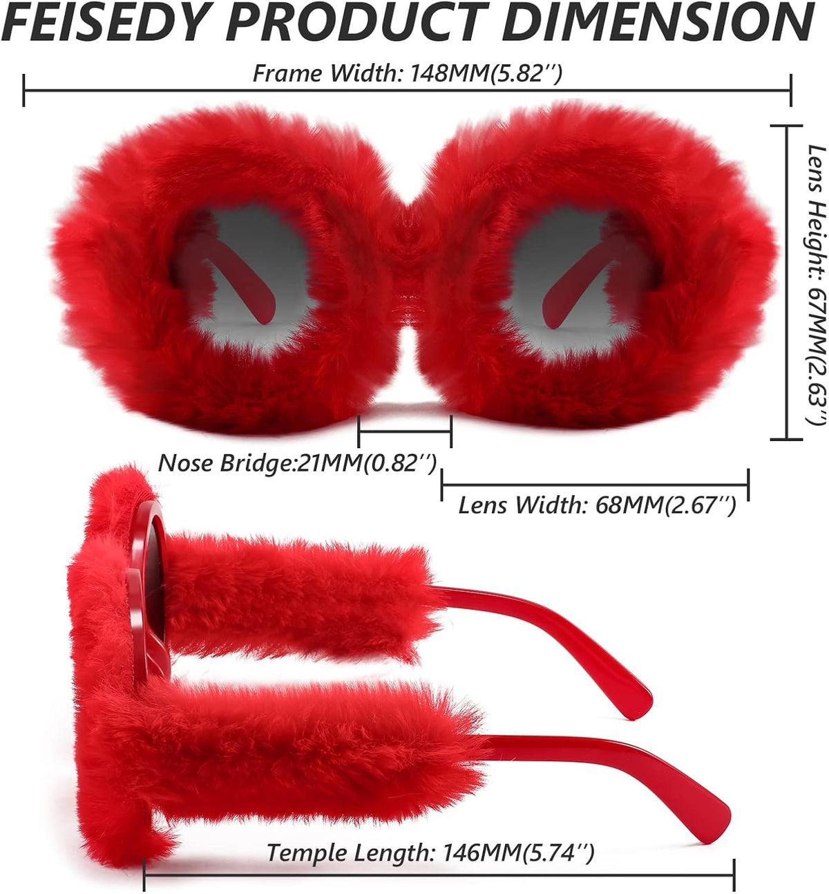 ÉÌƷͼƬ 99 | B09PN9V5N6 | FEISEDY Sunglasses Women Plush Fuzzy Soft Velvet Party Masquerade B2877