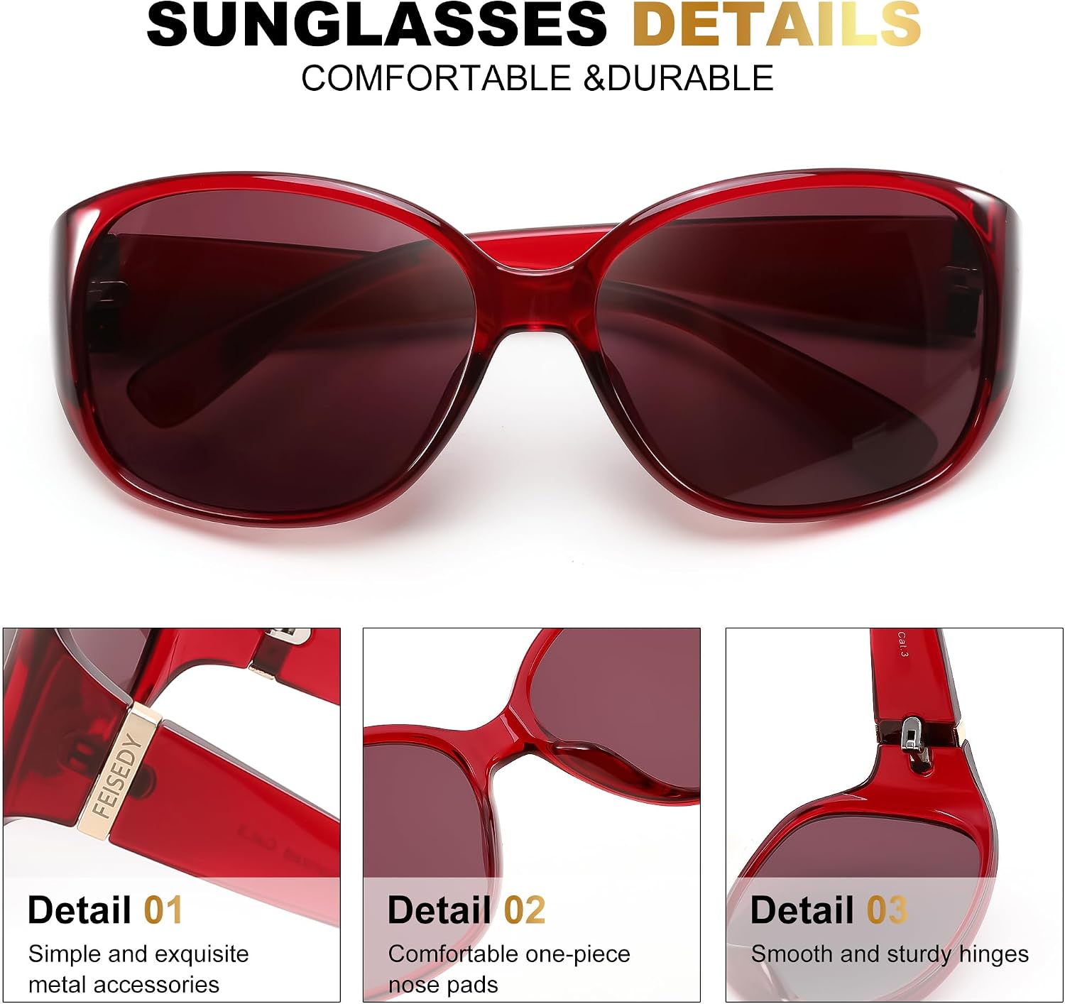 商品图片 11 | B0H4R52F3D | FEISEDY Women's Polarized Sunglasses Wrap Around Vintage Fashion Sunnies UV400 Protection B0394